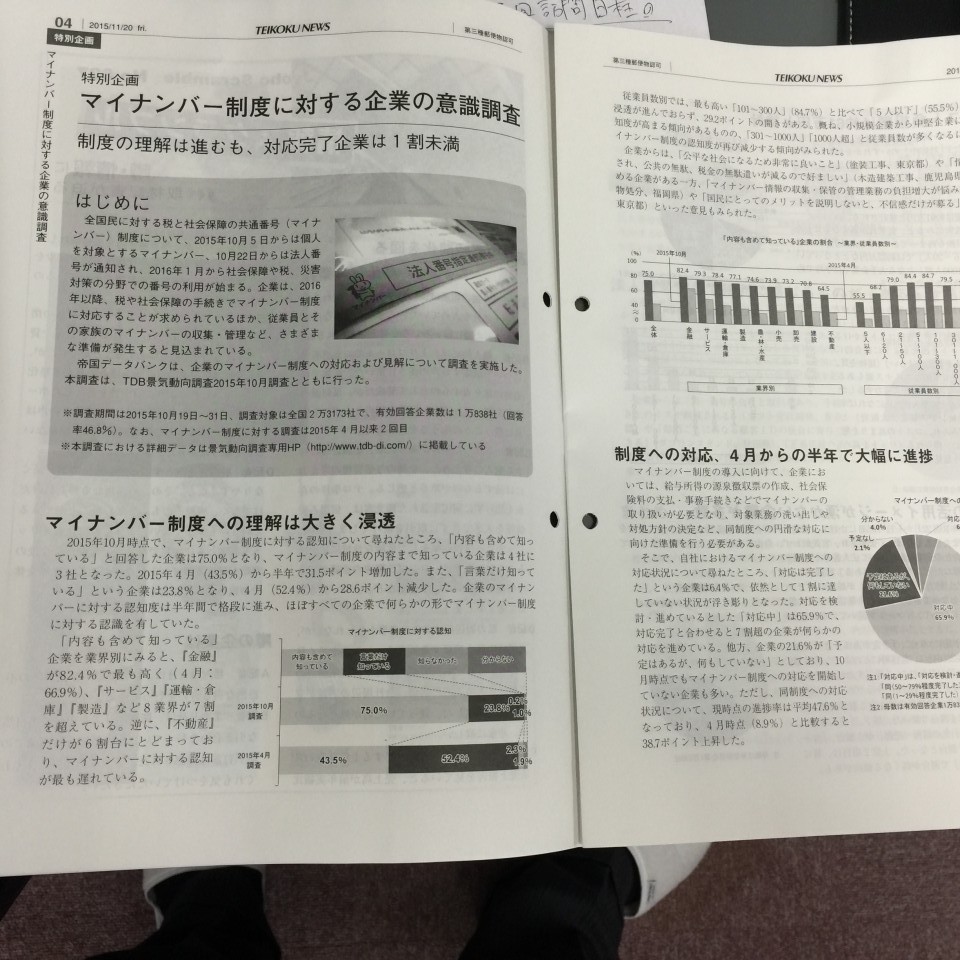 帝国データバンク調査『マイナンバー意識調査』